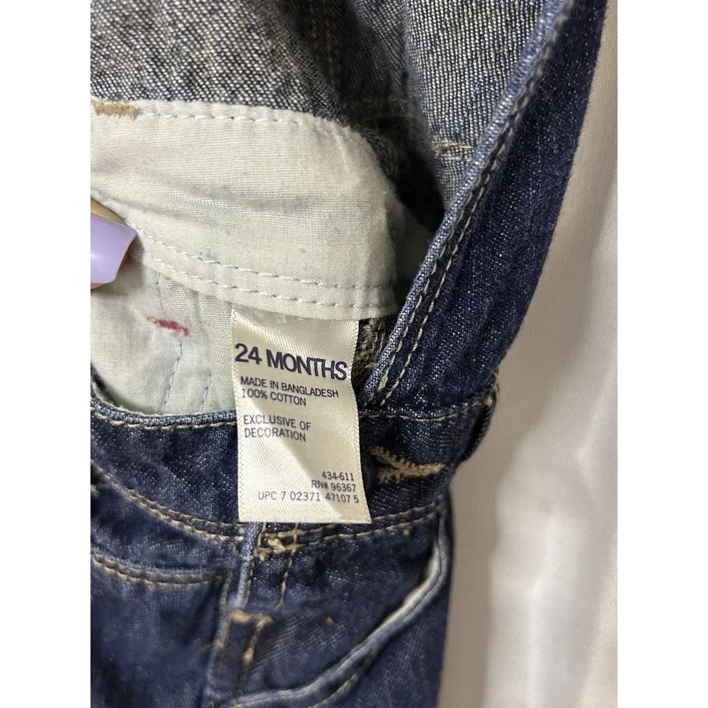 OshKosh B'gosh Overalls Girls Hearts 24 Months Blue Jean Denim Vestbak